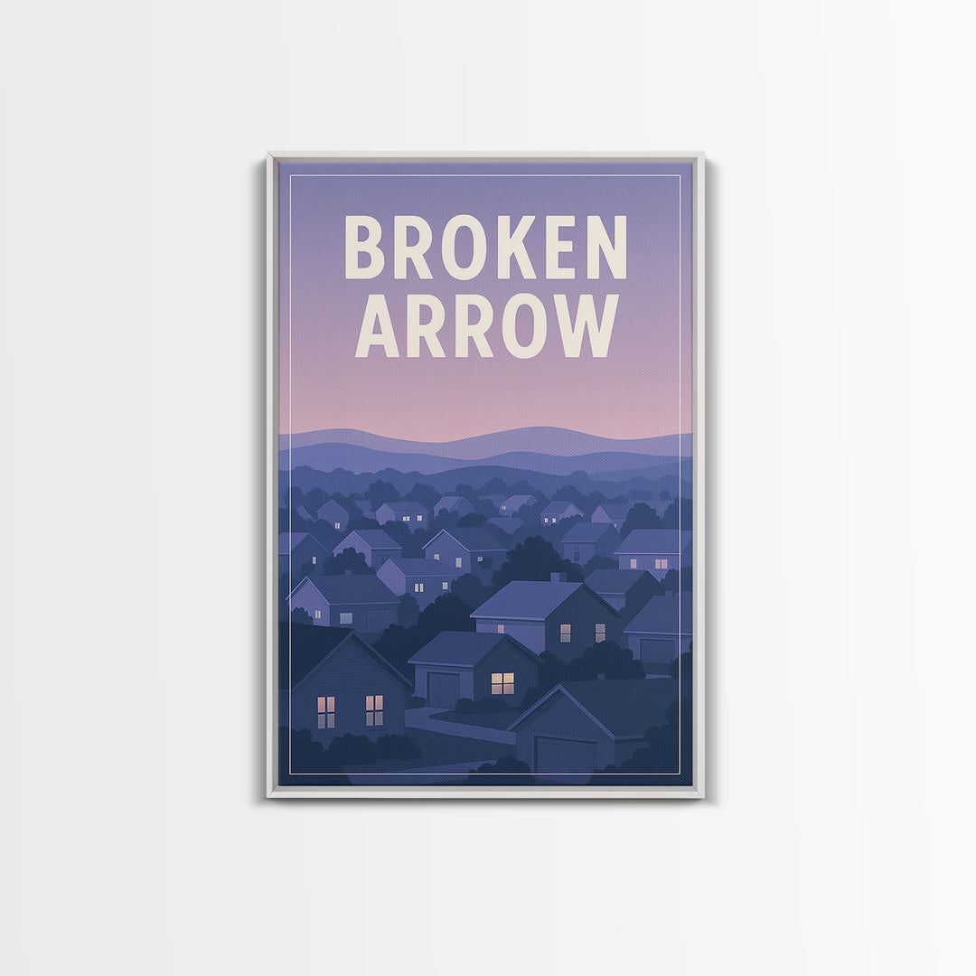 Broken Arrow Oklahoma Travel Poster, Canvas Print, Vintage Travel Poster Art, Broken Arrow Travel Art, Vintage City Art, Vintage Travel Art