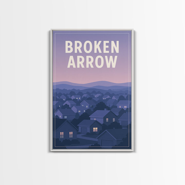 Broken Arrow Oklahoma Travel Poster, Canvas Print, Vintage Travel Poster Art, Broken Arrow Travel Art, Vintage City Art, Vintage Travel Art