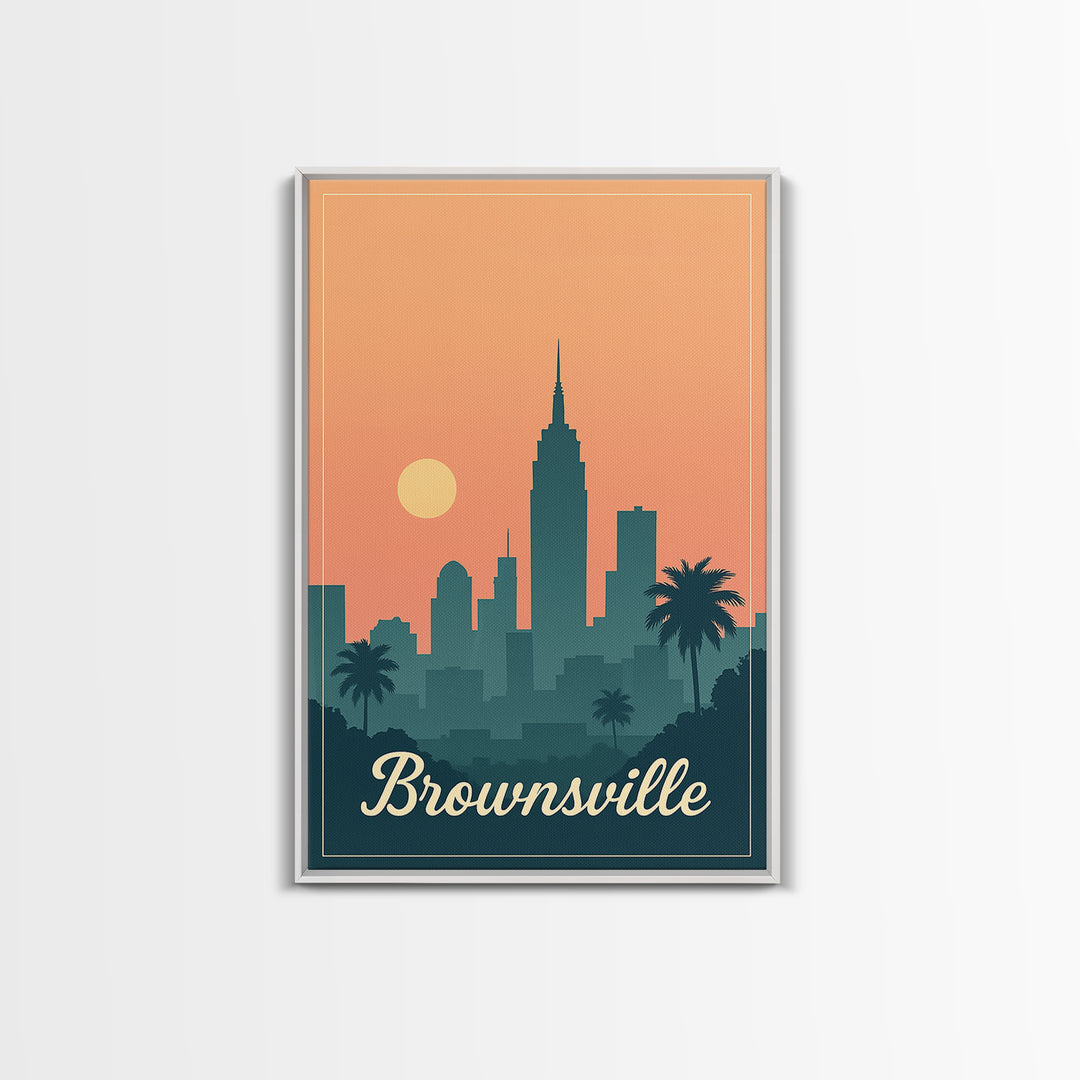 Brownsville Texas Travel Poster, Canvas Print, Vintage Travel Poster Art, Brownsville Travel Art, Travel Poster Set, Travel Poster Art