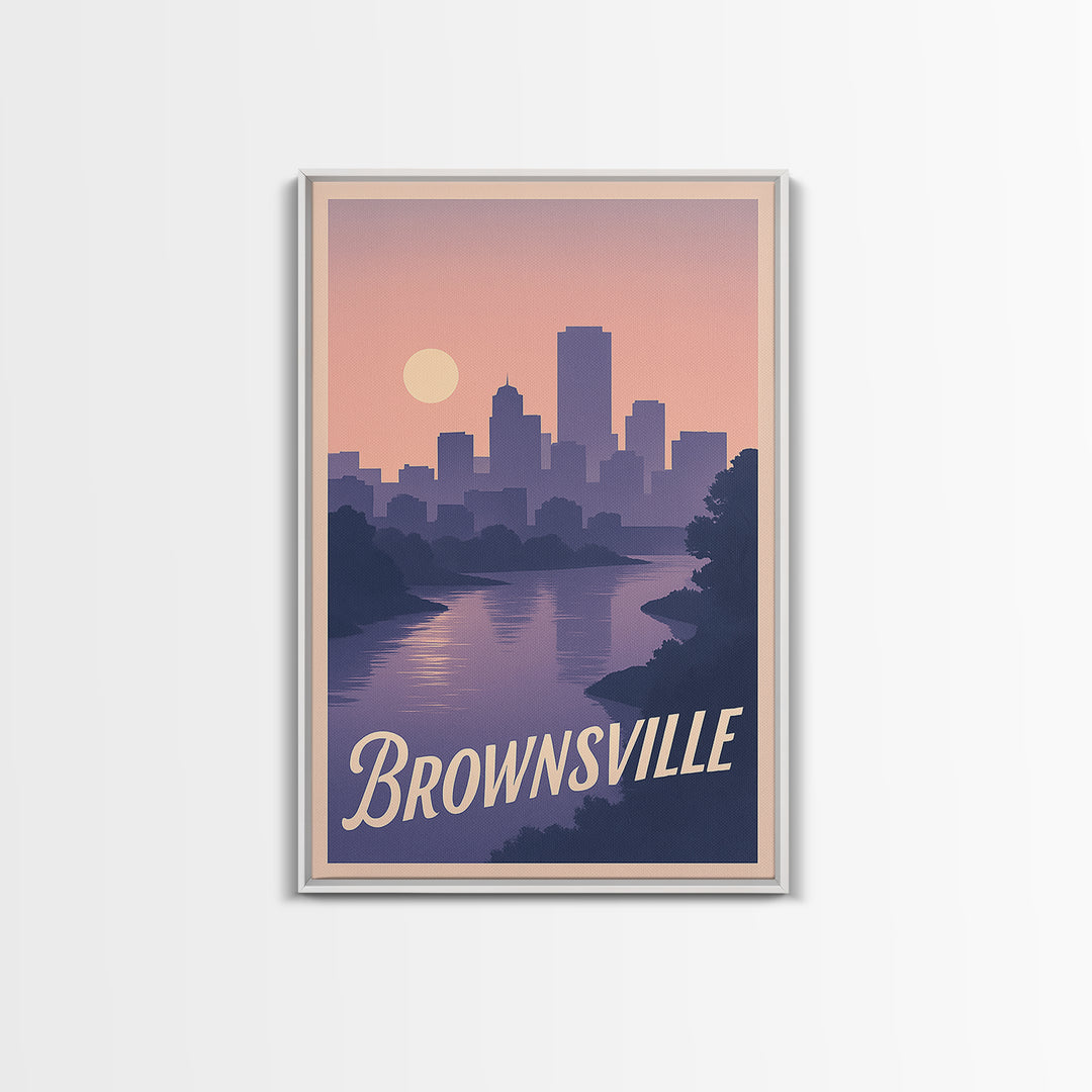 Brownsville Travel Poster, Framed Canvas Print, Classic Travel Poster Art, Brownsville Poster Print, Wanderlust Decor, Modern Wall Decor