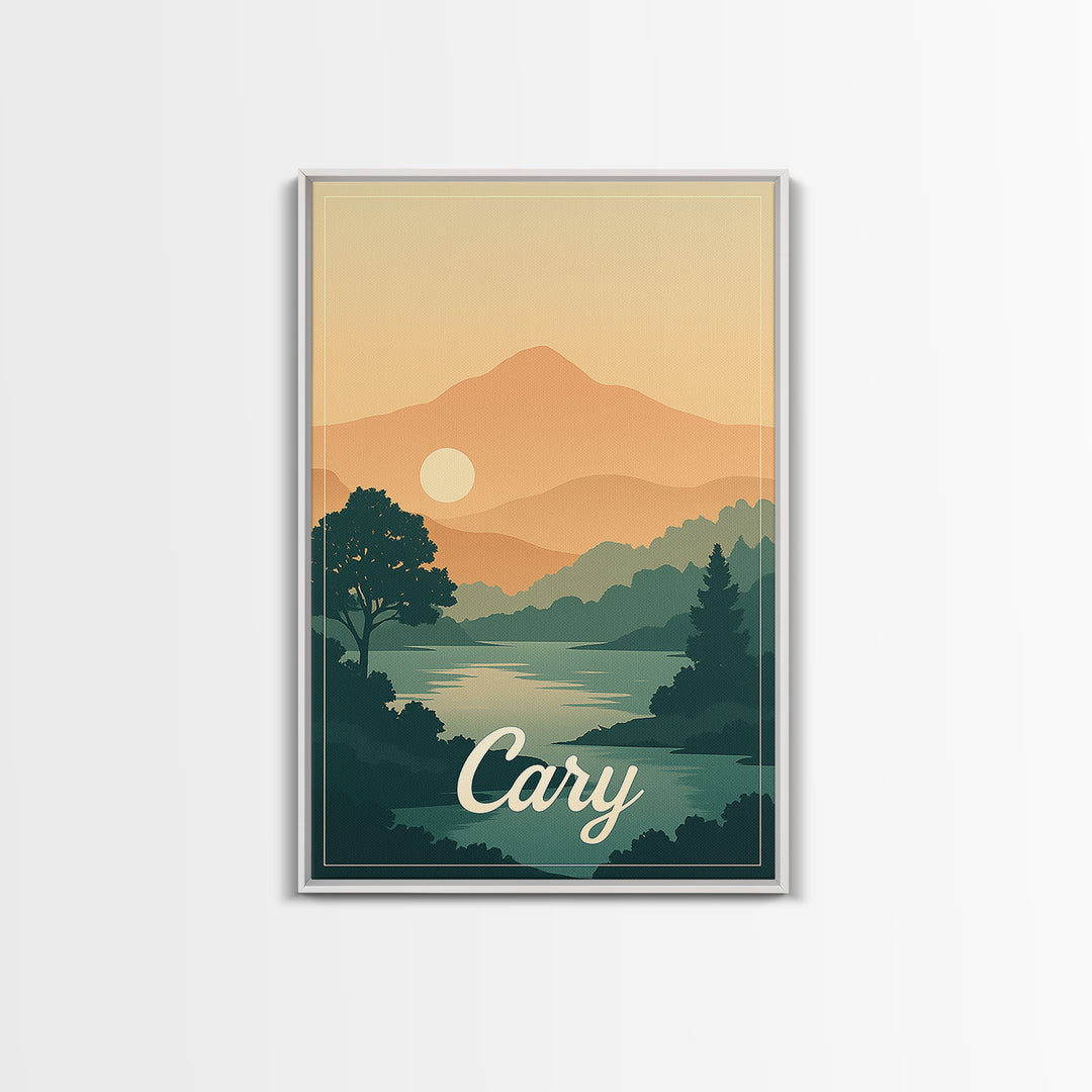 Cary North Carolina Travel Poster, Canvas Print, Classic Poster Art, Cary Poster Print, Travel Poster Art, City Travel Prints, Art Print