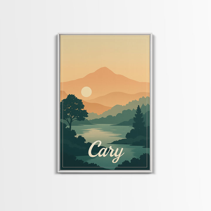 Cary North Carolina Travel Poster, Canvas Print, Classic Poster Art, Cary Poster Print, Travel Poster Art, City Travel Prints, Art Print