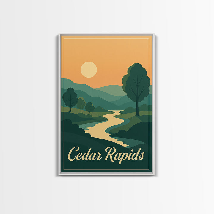 Cedar Rapids Iowa Travel Poster, Canvas Print, Vintage Travel Poster Art, Cedar Rapids Wall Art, Living Room Wall Art, Retro Travel Print