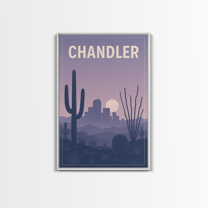 Chandler Arizona Travel Poster, Canvas Print, Retro Sunset Skyline Art, Chandler Wall Art, City Art Print, Travel Poster Set, Poster Print