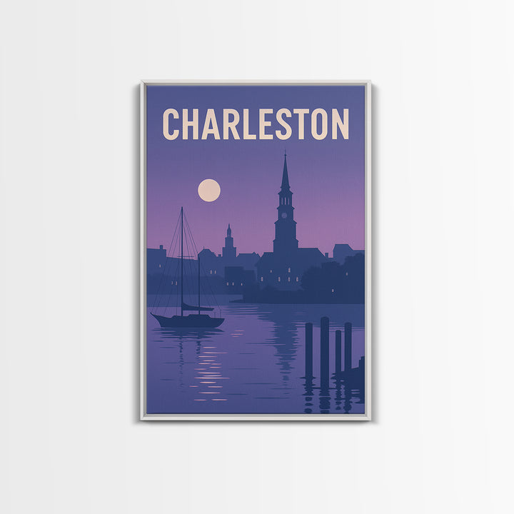 Charleston South Carolina Travel Poster, Canvas Print, Mid Century City Wall Art, Charleston Art Print, City Travel Prints, Wall Decor