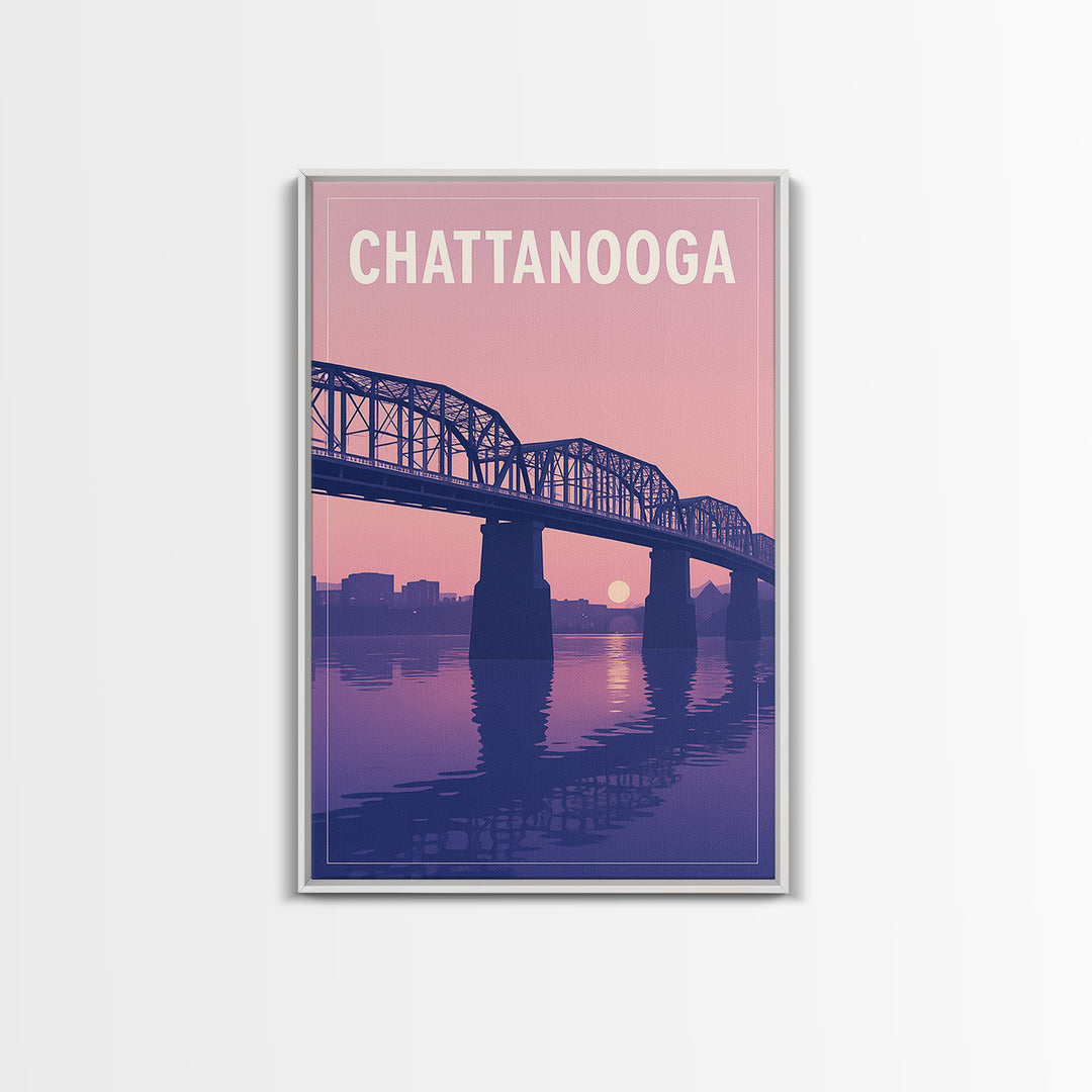 Chattanooga Tennessee Travel Poster, Canvas Print, Classic Poster Art, Chattanooga Poster Print, Watercolor Skyline Art, Travel Art Print