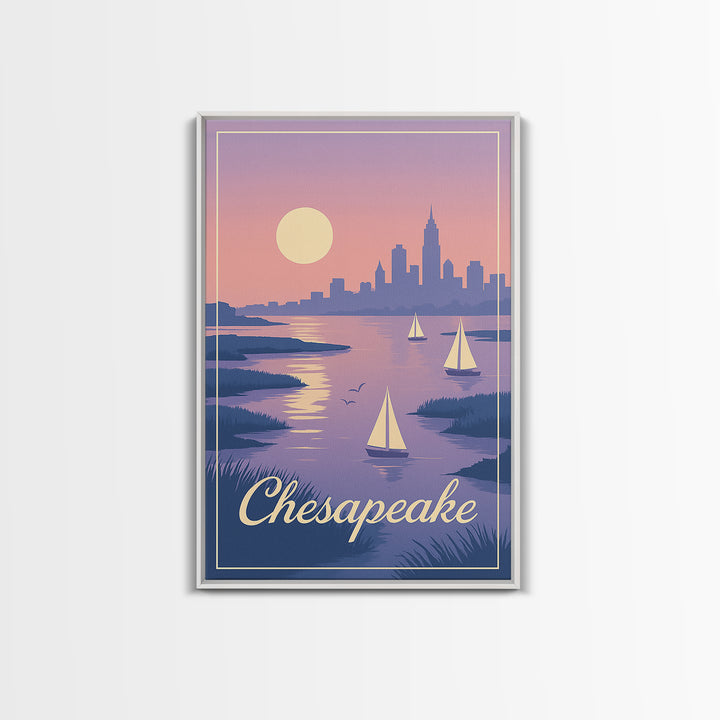 Chesapeake Travel Poster, Framed Canvas Print, Classic Travel Poster Art, Chesapeake Wall Art, Modern Wall Decor, Retro Travel Print