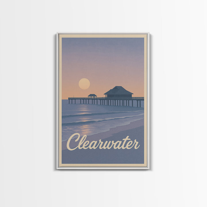 Clearwater Travel Poster, Canvas Print, Mid Century City Wall Art, Clearwater Art Print, Wanderlust Decor, Fine Art Print, Travel Wall Art
