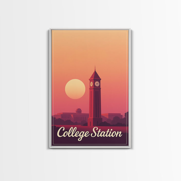 College Station Texas Travel Poster, Canvas Print, Mid Century City Wall Art, College Station City Art, Travel Print, Travel Poster Set