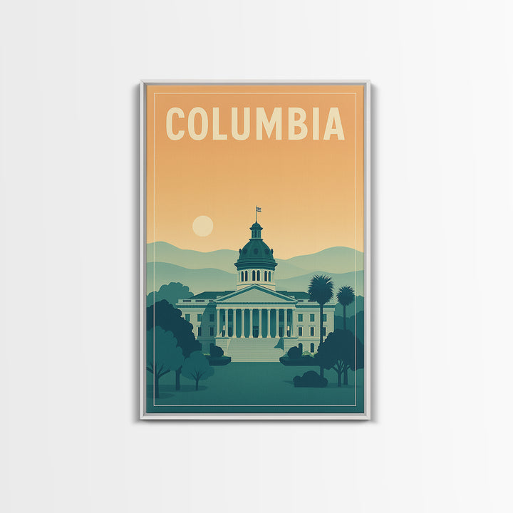 Columbia Travel Poster, Framed Canvas Print, Classic Travel Poster Art, Columbia City Art, Gift For Travelers, Travel Wall Decor