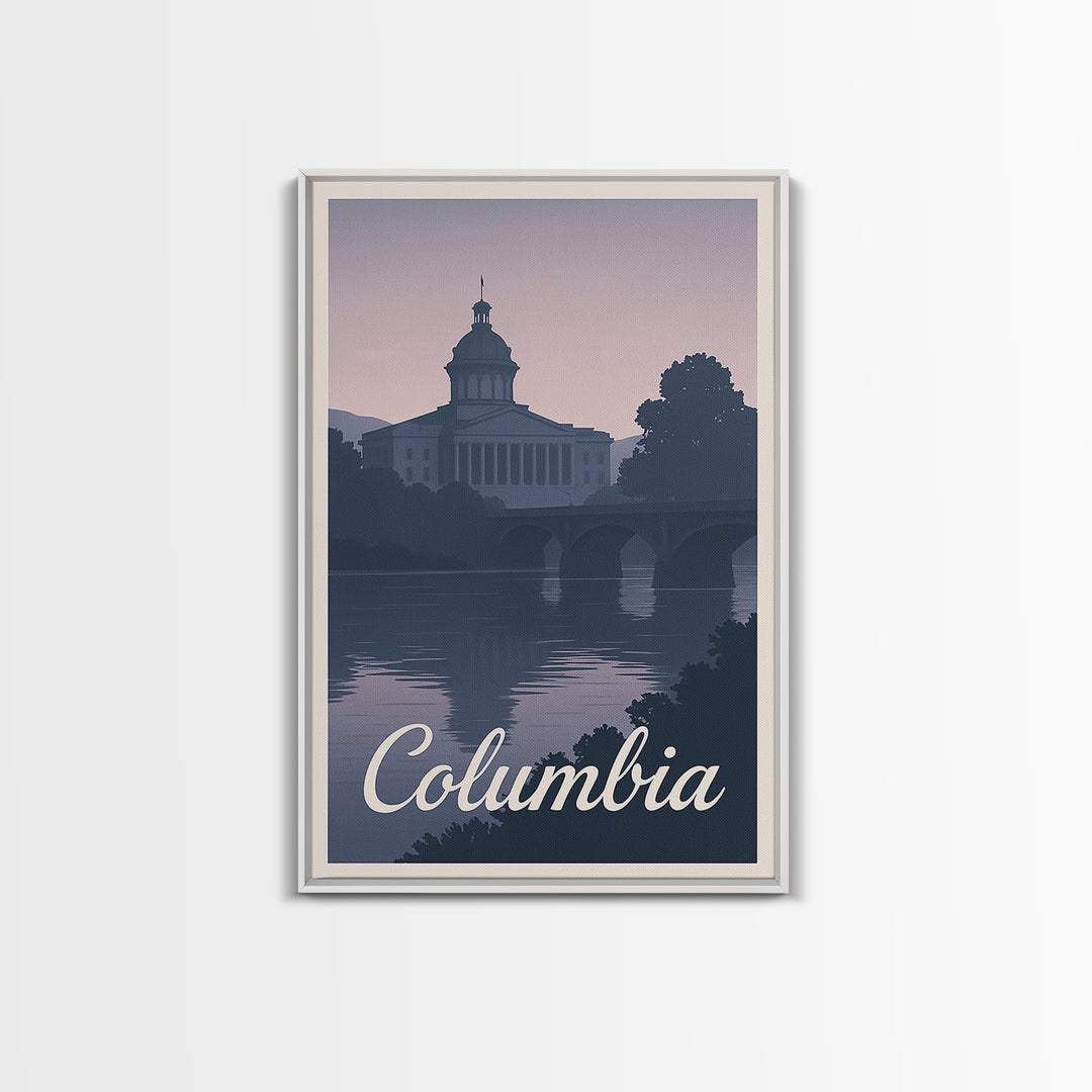 Columbia Travel Poster, Canvas Print, Mid Century City Wall Art, Columbia Art Print, Travel Poster Set, Mid Century Wall Art, Wall Art
