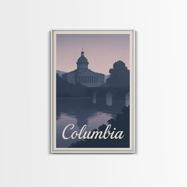 Columbia Travel Poster, Canvas Print, Mid Century City Wall Art, Columbia Art Print, Travel Poster Set, Mid Century Wall Art, Wall Art