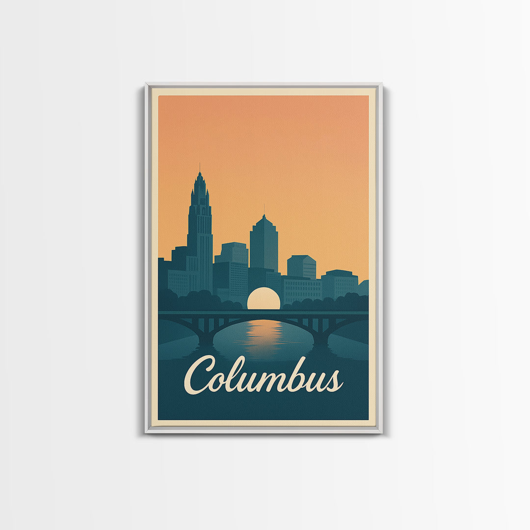 Columbus Travel Poster, Canvas Print, Vintage Travel Poster Art, Columbus Travel Art, Living Room Wall Art, Vintage Travel Art