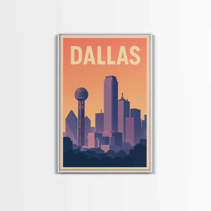 Dallas Travel Poster, Canvas Print, Mid Century City Wall Art, Dallas Wall Art, Modern Wall Decor, Travel Poster Art, Fine Art Print