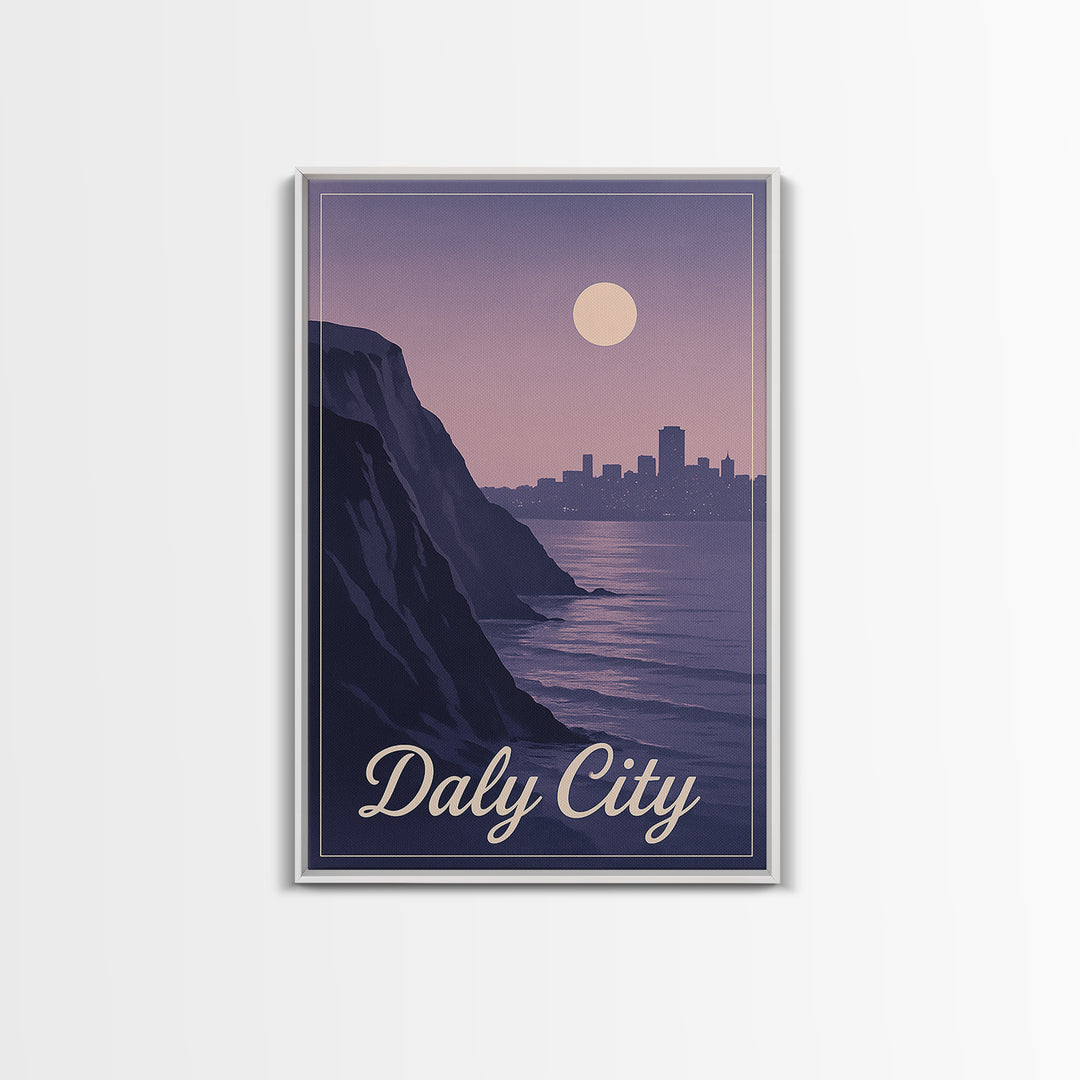 Daly City Travel Poster, Framed Canvas Print, Vintage Travel Poster Art, Daly City Art Print, Gift For Travelers, Travel Poster Set