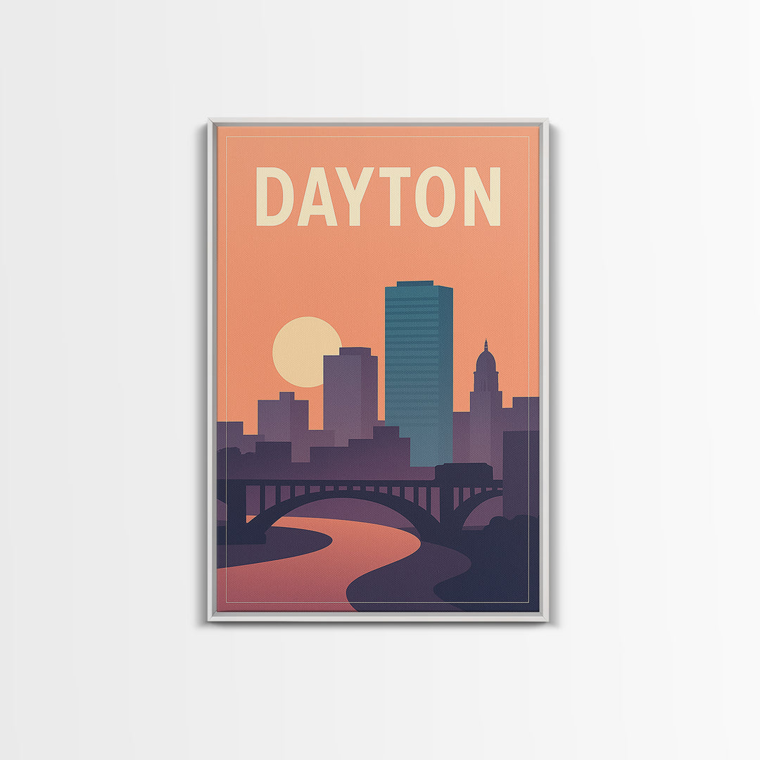 Dayton Travel Poster, Canvas Print, Classic Travel Poster Art, Dayton Wall Art, City Travel Prints, Travel Art Print, Travel Wall Art