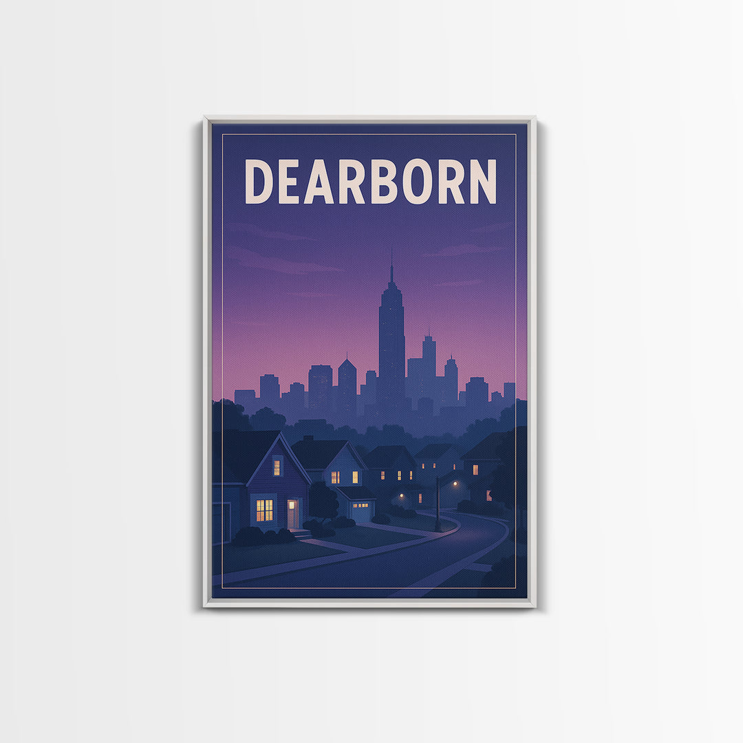 Dearborn Michigan Travel Poster, Framed Canvas Print, Vintage Travel Poster Art, Dearborn Wall Art, Fine Art Print, Vintage Travel Print