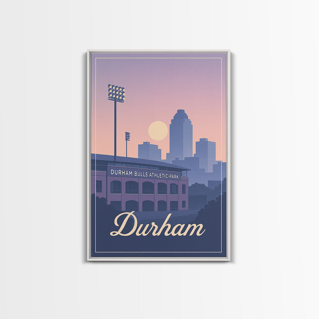 Durham Travel Poster, Framed Canvas Print, Vintage Travel Poster Art, Durham Poster Print, City Illustration, Gift For Travelers