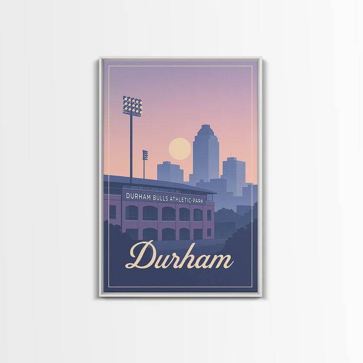 Durham Travel Poster, Framed Canvas Print, Vintage Travel Poster Art, Durham Poster Print, City Illustration, Gift For Travelers