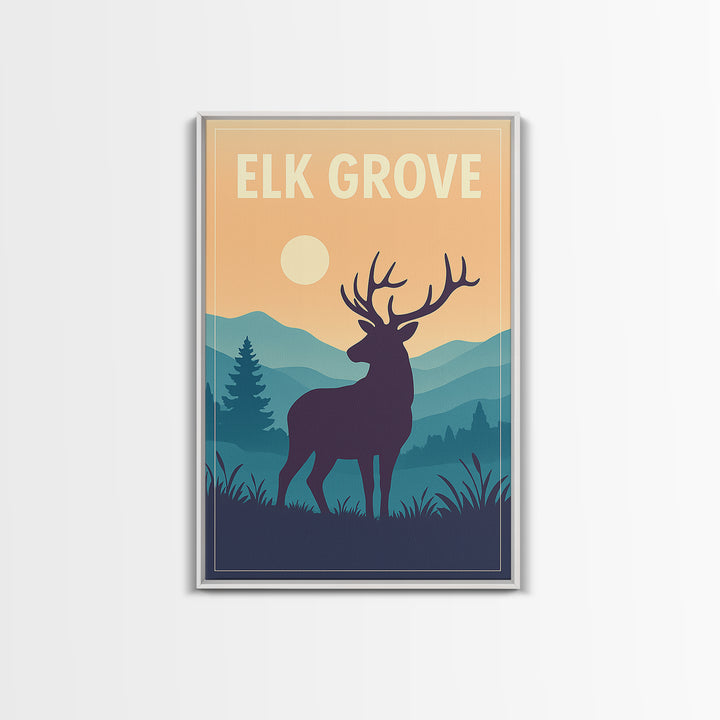 Elk Grove Travel Poster, Canvas Print, Mid Century City Wall Art, Elk Grove City Art, City Art Print, Mid Century Wall Art, Poster Print