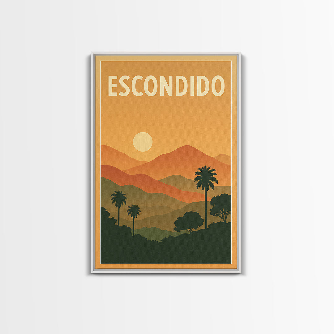 Escondido Travel Poster, Canvas Print, Classic Travel Poster Art, Escondido City Art, Vintage City Poster, Travel Wall Art, Travel Gift