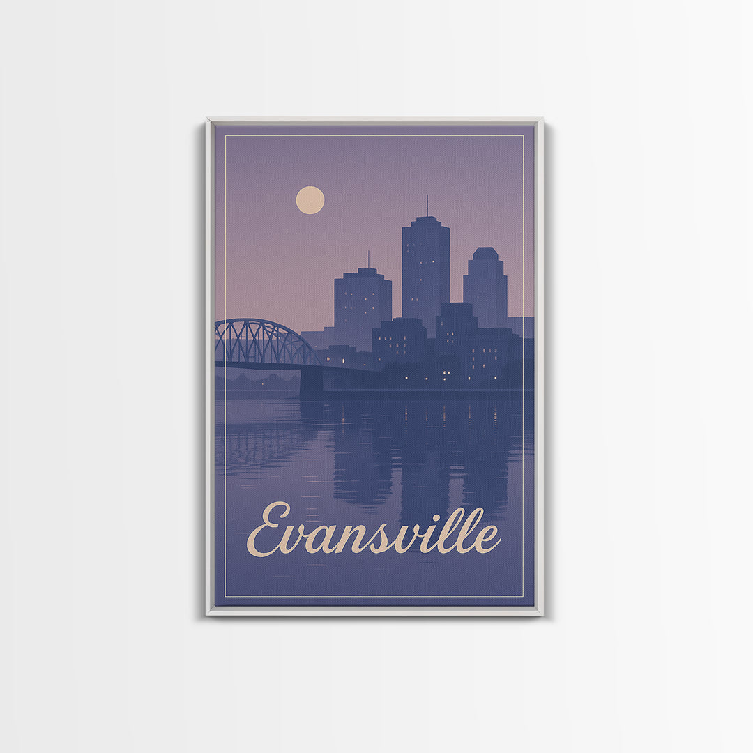 Evansville Travel Poster, Framed Canvas Print, Vintage Travel Poster Art, Evansville City Art, Vintage City Art, City Art Print