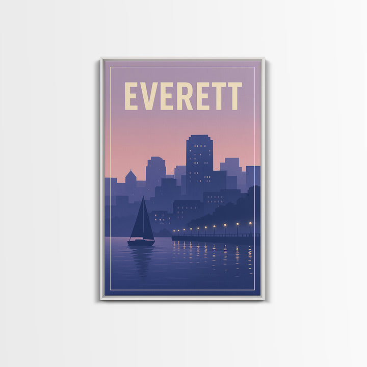 Everett Washington Travel Poster, Canvas Print, Vintage Poster Art, Everett Travel Art, Travel Poster Set, Vintage City Art, Travel Wall Art