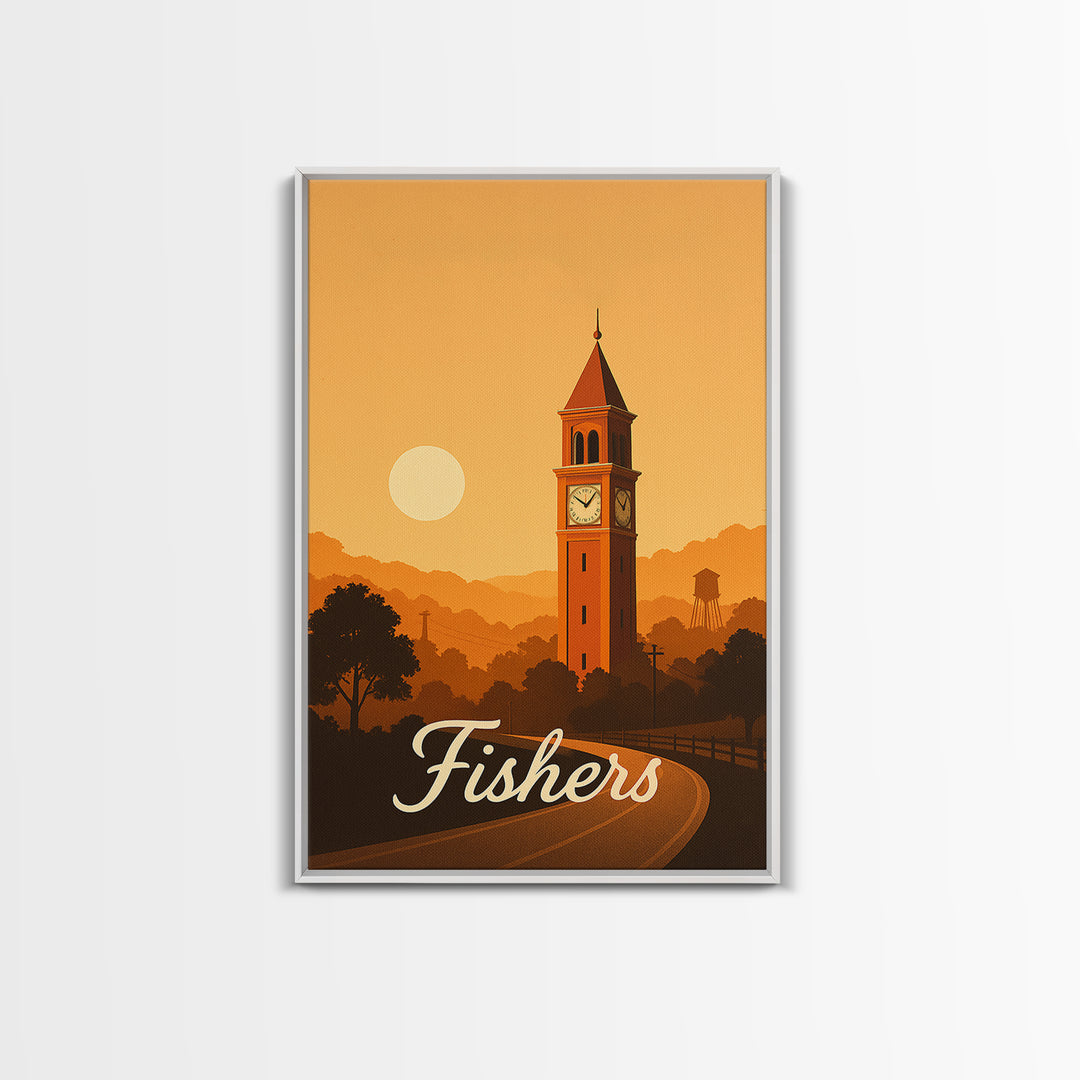 Fishers Indiana Travel Poster, Canvas Print, Classic Travel Poster Art, Fishers Wall Art, Fine Art Print, Wall Art, Eclectic Wall Decor