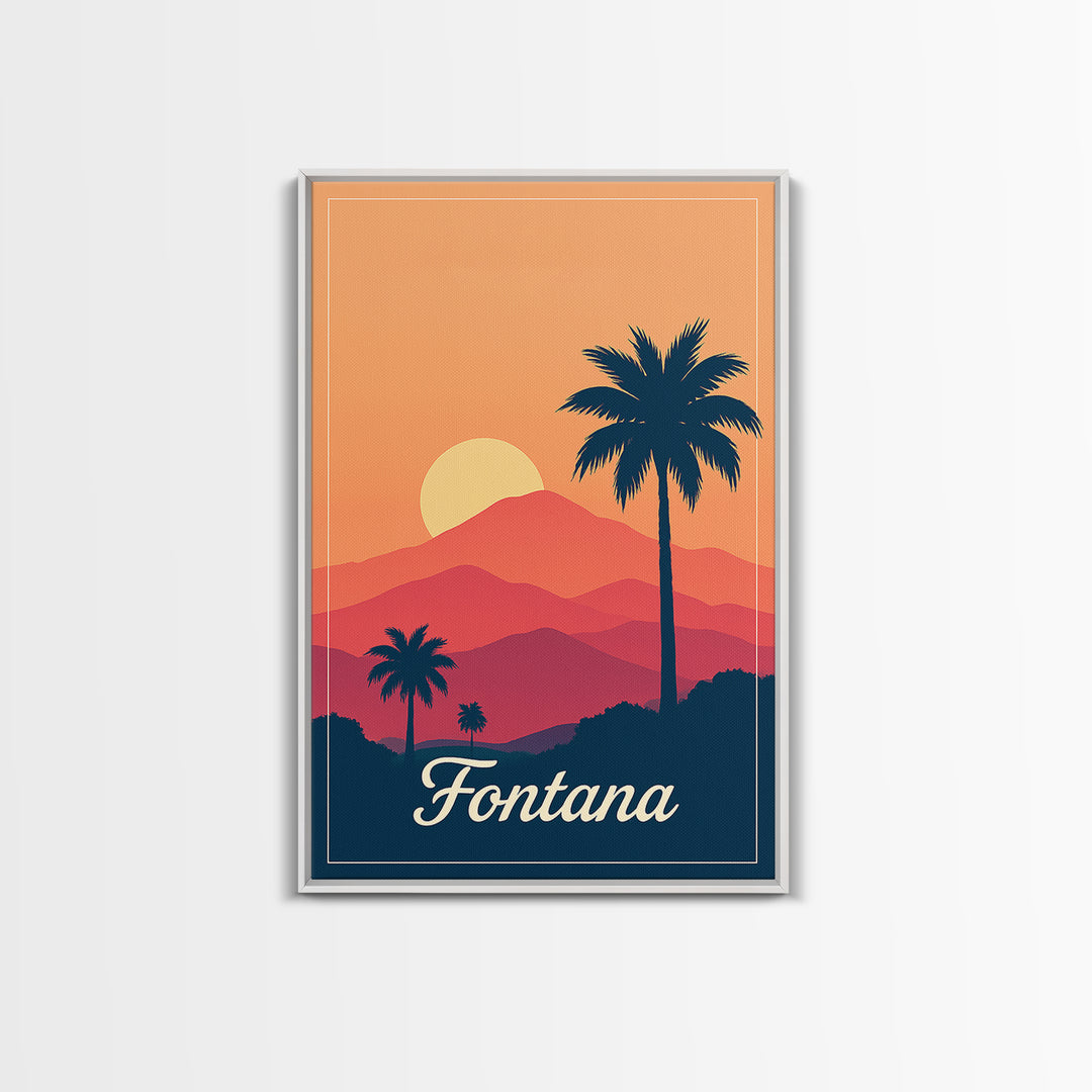 Fontana California Travel Poster, Canvas Print, Mid Century City Wall Art, Fontana City Art, Poster Art, Vintage City Art