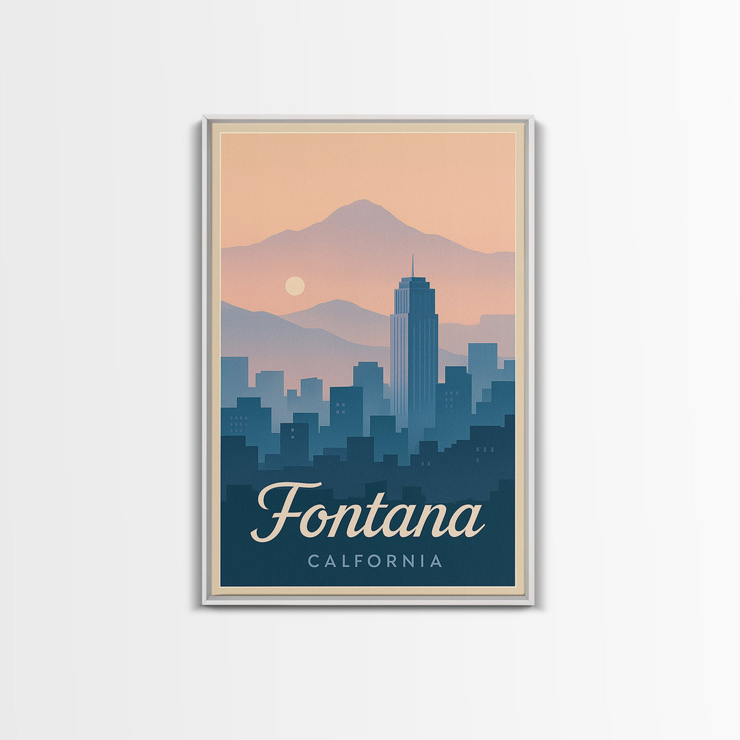Fontana Travel Poster, Canvas Print, Mid Century City Wall Art, Fontana Poster Print, Gift For Travelers, Retro Travel Print, Wall Art
