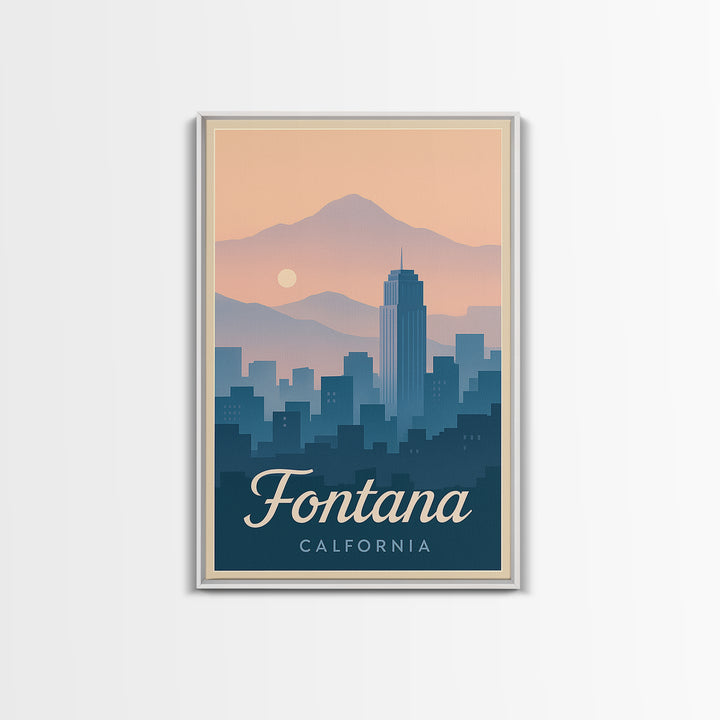 Fontana Travel Poster, Canvas Print, Mid Century City Wall Art, Fontana Poster Print, Gift For Travelers, Retro Travel Print, Wall Art