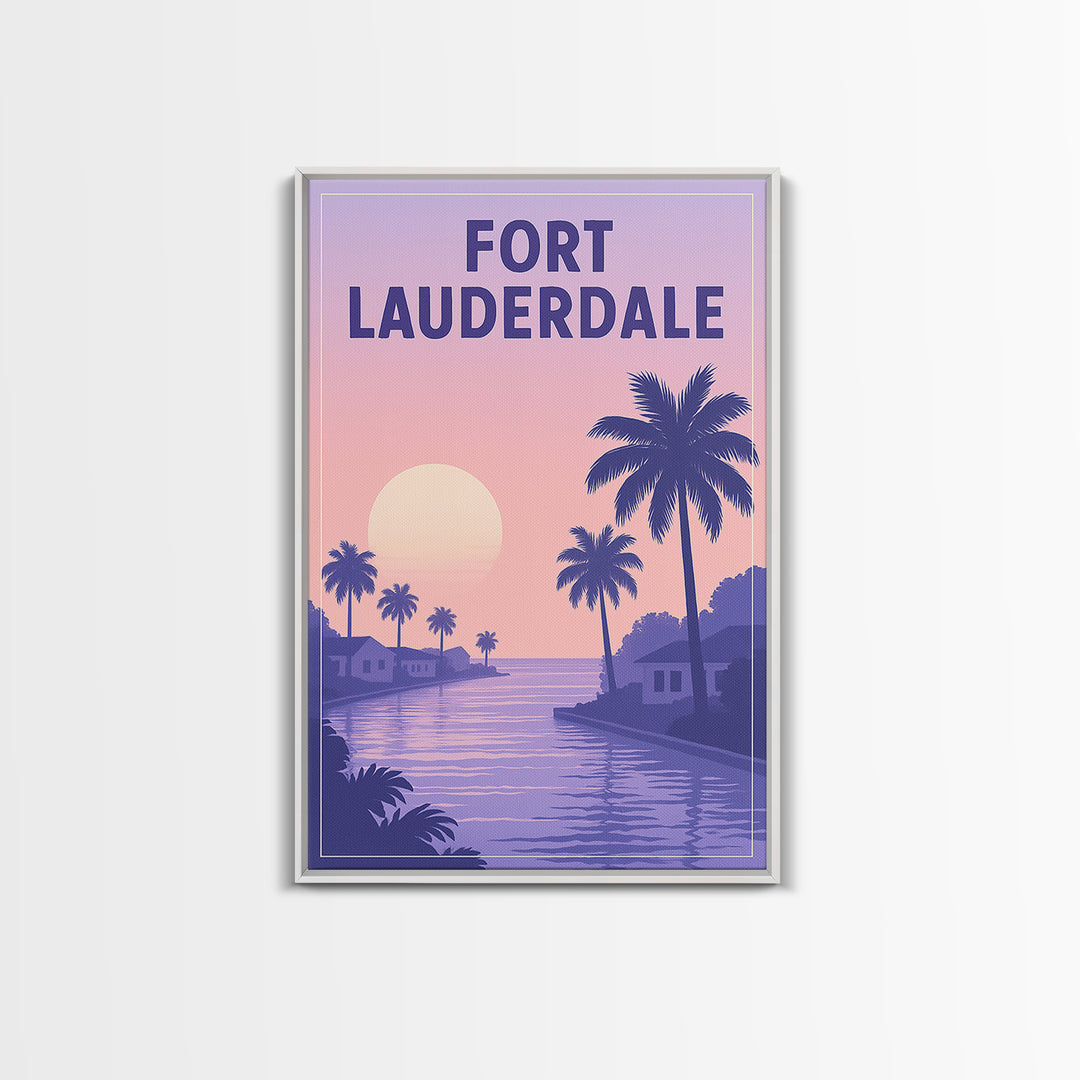 Fort Lauderdale Florida Travel Poster, Canvas Print, Mid Century City Wall Art, Fort Lauderdale Wall Art, Wanderlust Decor, Wall Art