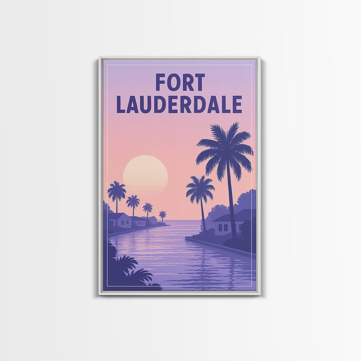 Fort Lauderdale Florida Travel Poster, Canvas Print, Mid Century City Wall Art, Fort Lauderdale Wall Art, Wanderlust Decor, Wall Art