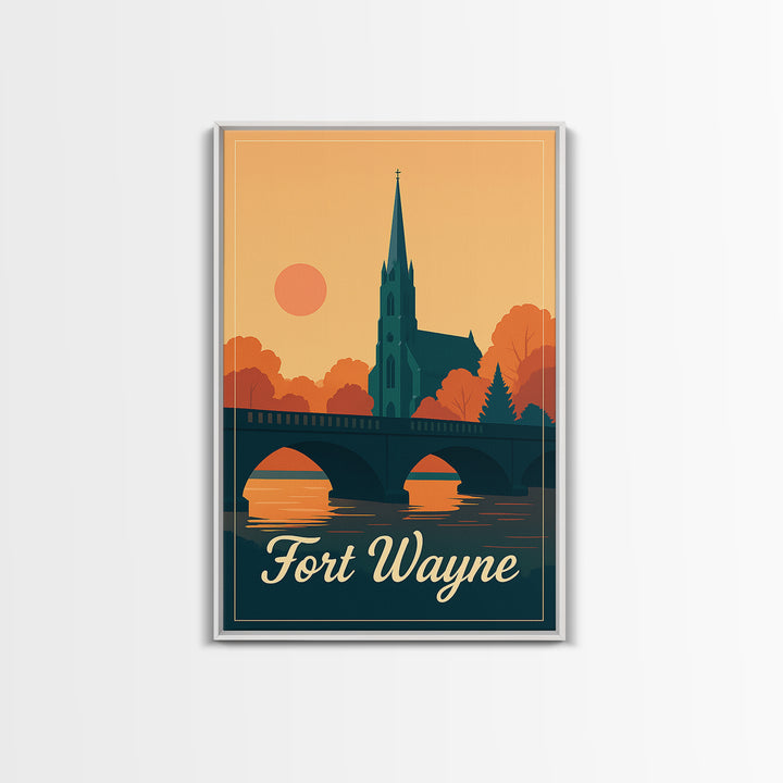 Fort Wayne Indiana Travel Poster, Canvas Print, Classic Travel Poster Art, Fort Wayne Poster Print, Travel Wall Decor, City Travel Prints