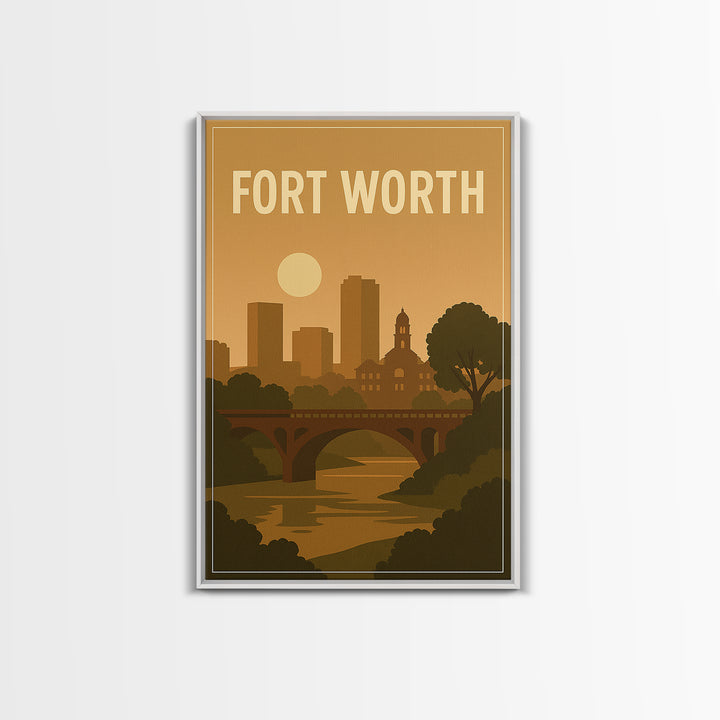 Fort Worth Texas Travel Poster, Canvas Print, Mid Century City Wall Art, Fort Worth Poster Print, Fine Art Print, Modern Wall Decor
