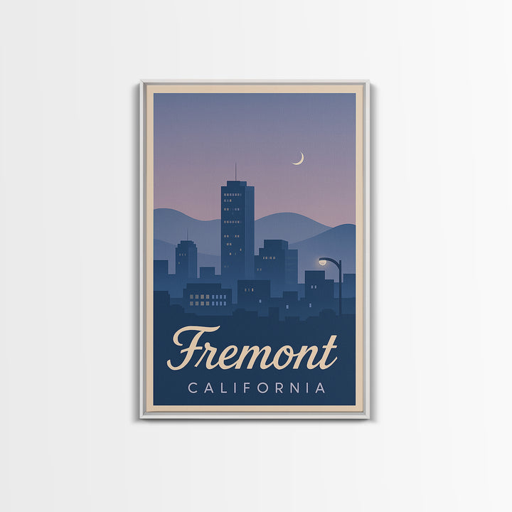 Fremont Travel Poster, Canvas Print, Retro Sunset Skyline Art, Fremont Poster Print, Mid Century Wall Art, Fine Art Print, Travel Wall Art