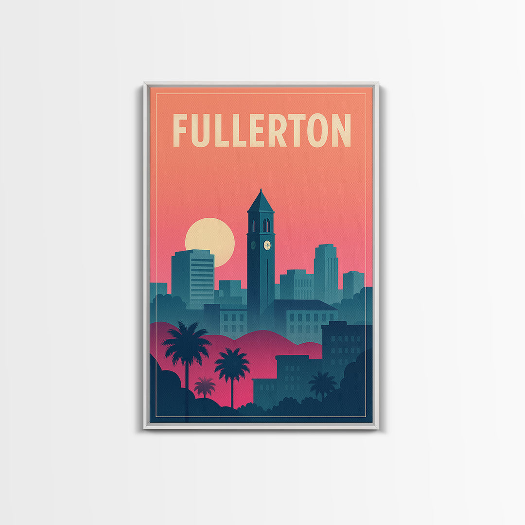 Fullerton Travel Poster, Canvas Print, Mid Century City Wall Art, Fullerton Wall Art, City Travel Prints, Mid Century Wall Art