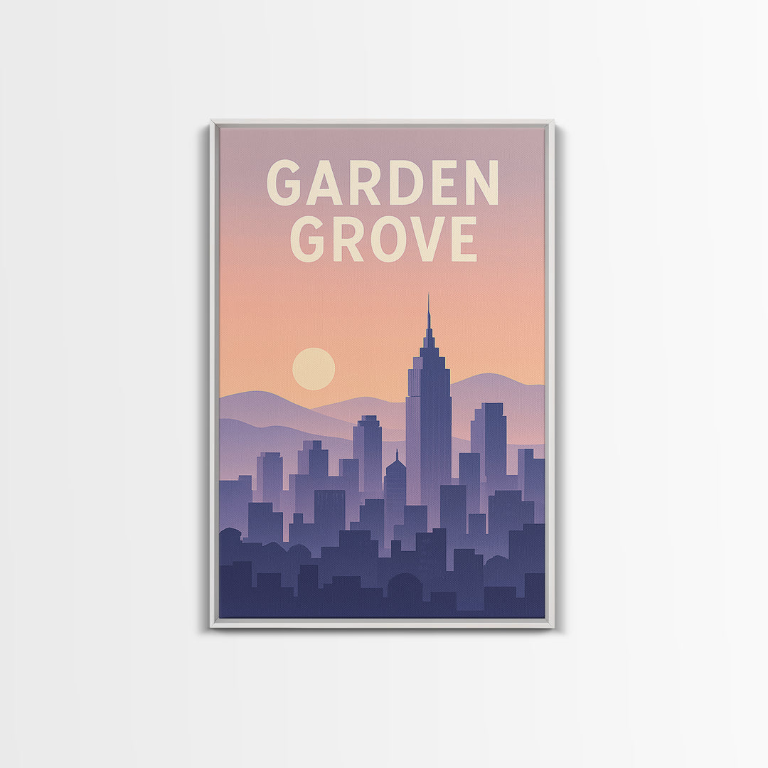 Garden Grove California Travel Poster, Canvas Print, Mid Century City Wall Art, Garden Grove Wall Art, Travel Poster Art, Travel Art Print