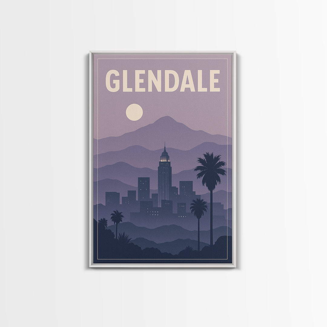 Glendale Travel Poster, Framed Canvas Print, Vintage Travel Poster Art, Glendale Wall Art, Travel Poster Set, Travel Art Print