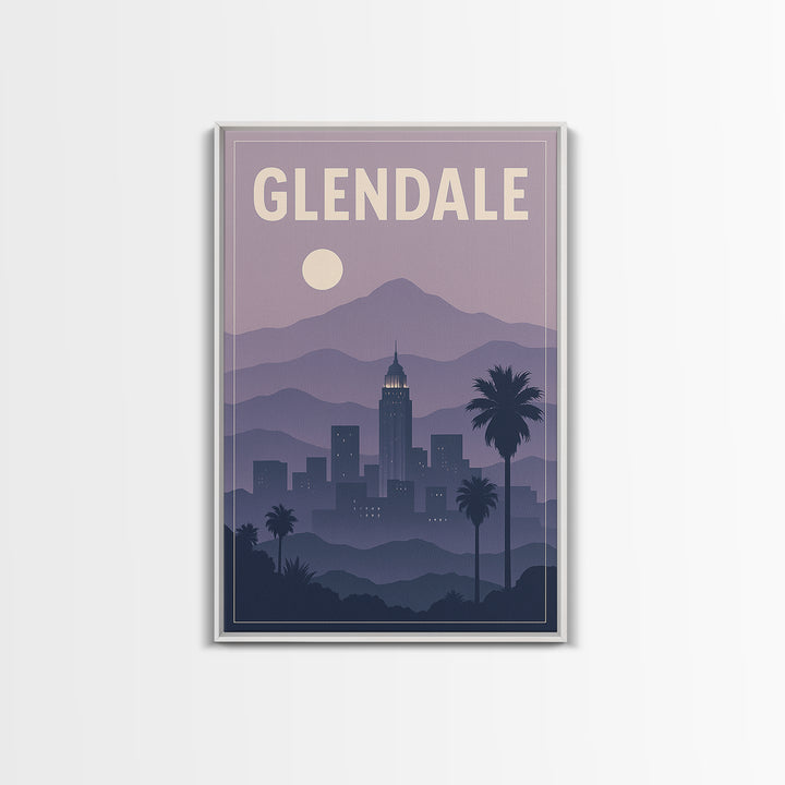 Glendale Travel Poster, Framed Canvas Print, Vintage Travel Poster Art, Glendale Wall Art, Travel Poster Set, Travel Art Print