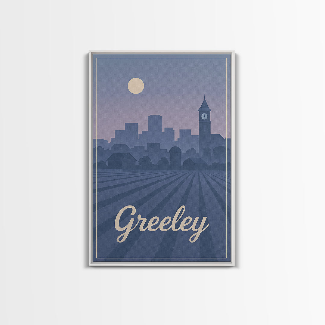 Greeley Travel Poster, Framed Canvas Print, Classic Travel Poster Art, Greeley Art Print, Retro Travel Print, Vintage City Art