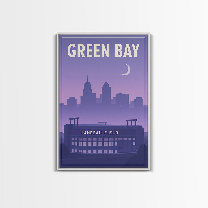 Green Bay Wisconsin Travel Poster, Framed Canvas Print, Classic Travel Poster Art, Green Bay Wall Art, Fine Art Print, City Illustration