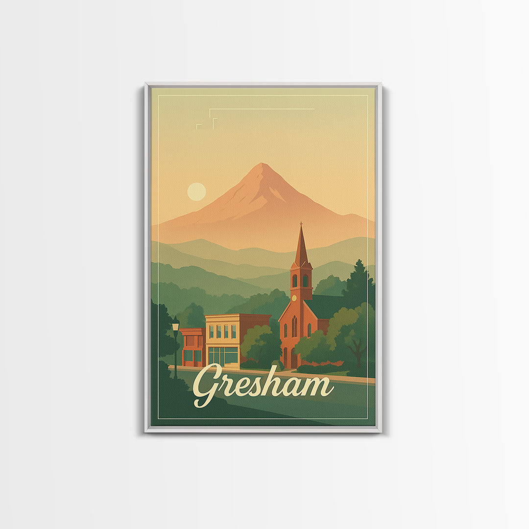 Gresham Oregon Travel Poster, Canvas Print, Classic Poster Art, Gresham Wall Art, Office Decor, City Travel Prints, Retro Travel Print