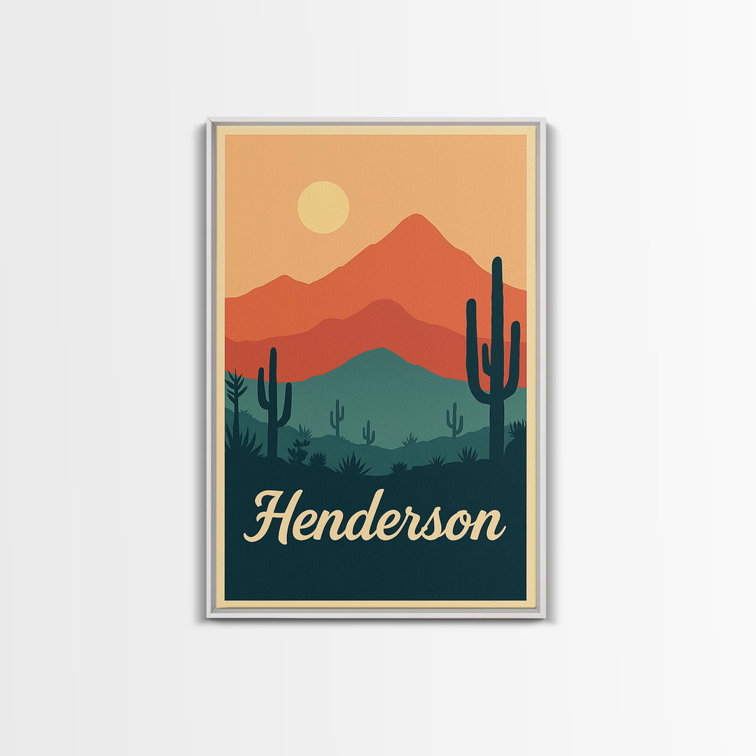 Henderson Nevada Travel Poster, Canvas Print, Classic Travel Poster Art, Henderson Art Print, City Travel Prints, Living Room Wall Art