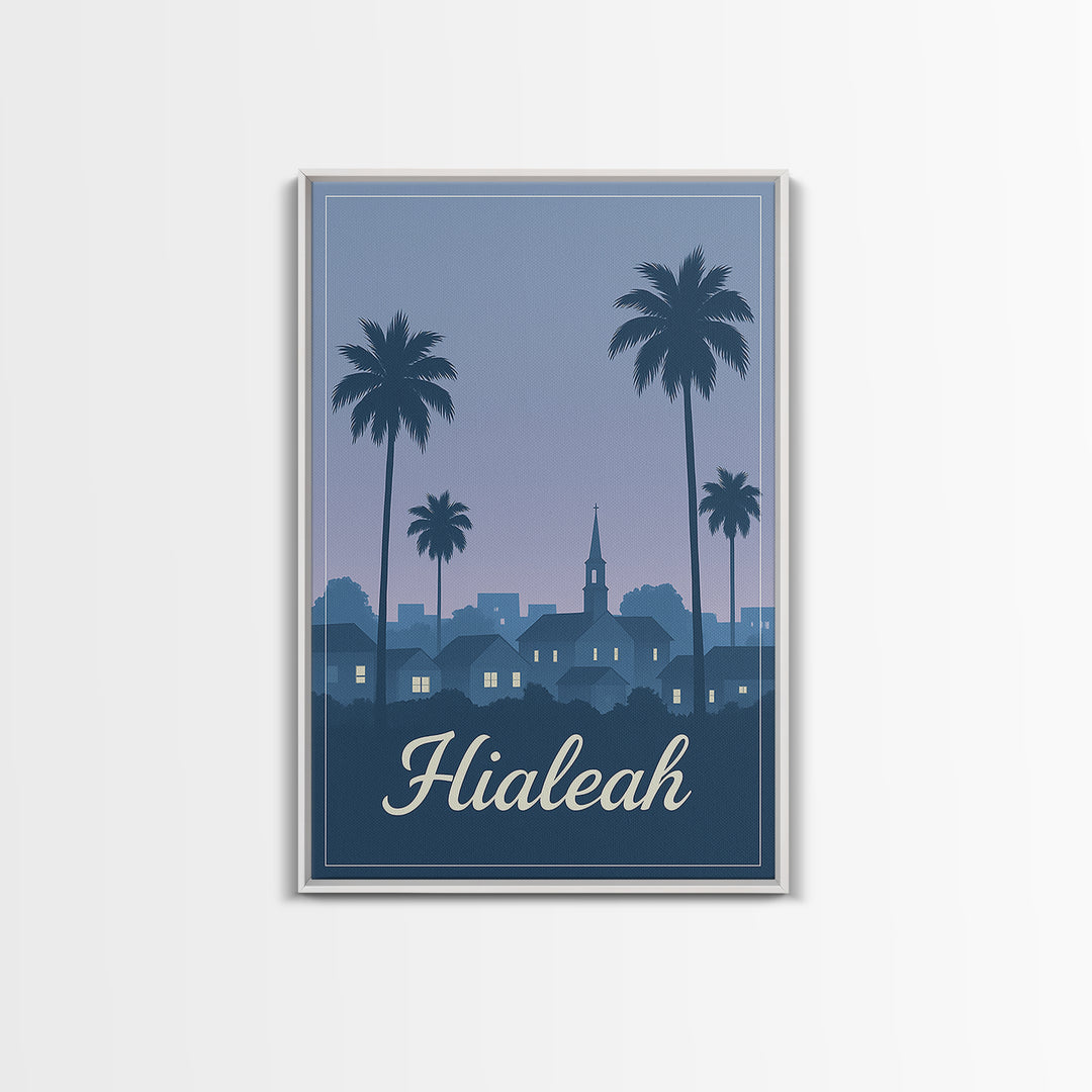 Hialeah Travel Poster, Framed Canvas Print, Mid Century City Wall Art, Hialeah Poster Print, Vintage Travel Print, Travel Poster Art