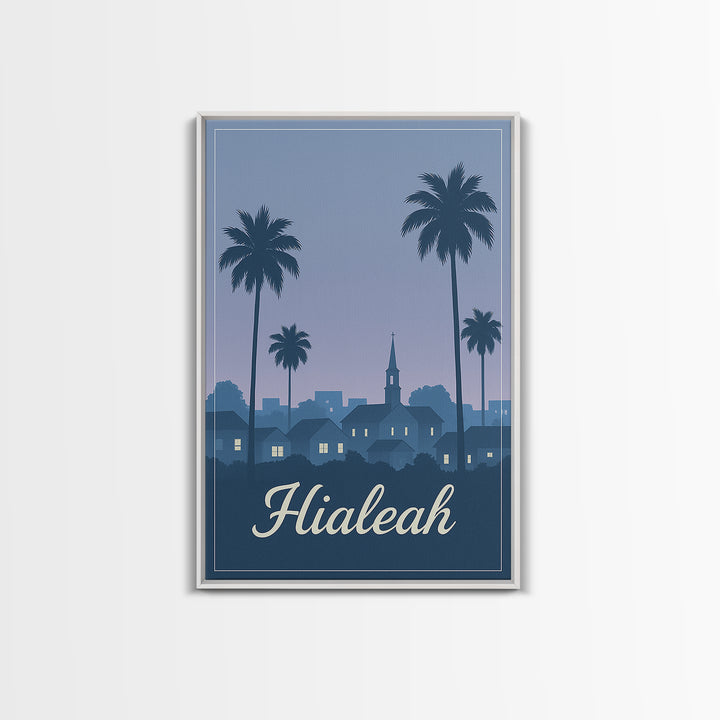 Hialeah Travel Poster, Framed Canvas Print, Mid Century City Wall Art, Hialeah Poster Print, Vintage Travel Print, Travel Poster Art