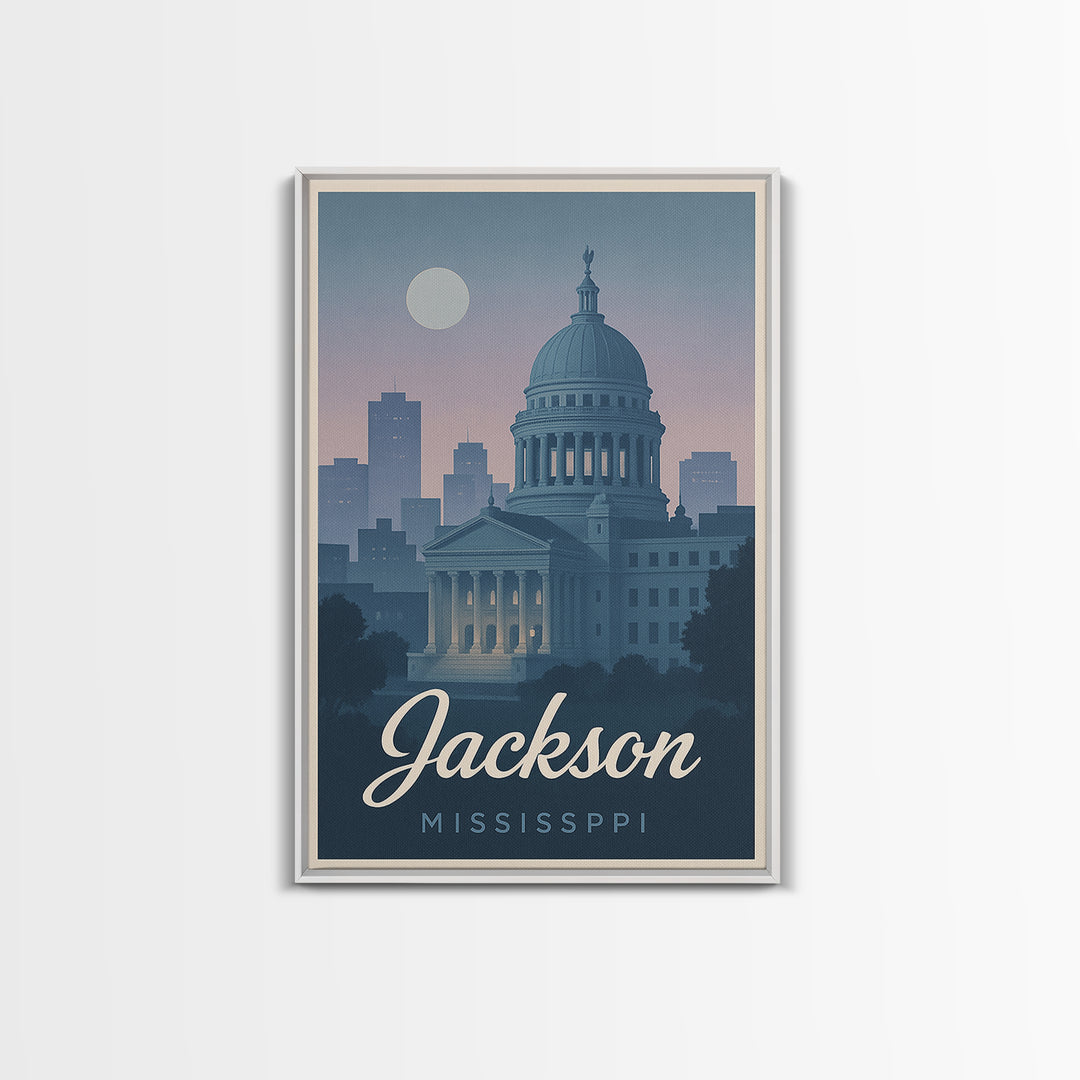 Jackson Travel Poster, Canvas Print, Mid Century City Wall Art, Jackson Wall Art, Travel Wall Art, Gift For Travelers, Travel Art Print