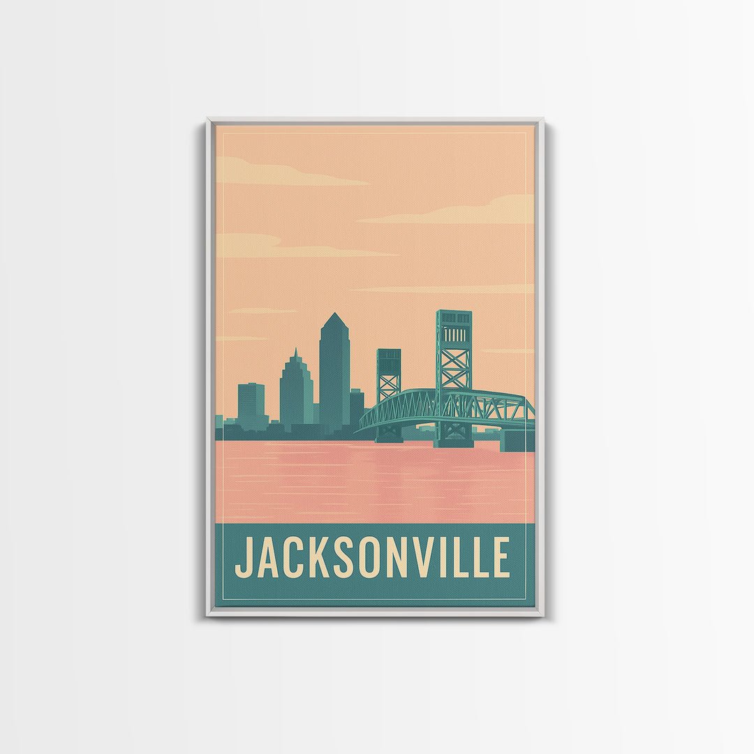 Jacksonville Travel Poster, Canvas Print, Classic Travel Poster Art, Jacksonville Wall Art, Fine Art Print, Home Office Decor, Design 2