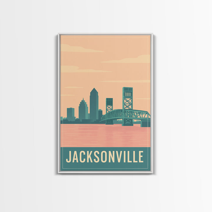 Jacksonville Travel Poster, Canvas Print, Classic Travel Poster Art, Jacksonville Wall Art, Fine Art Print, Home Office Decor, Design 2