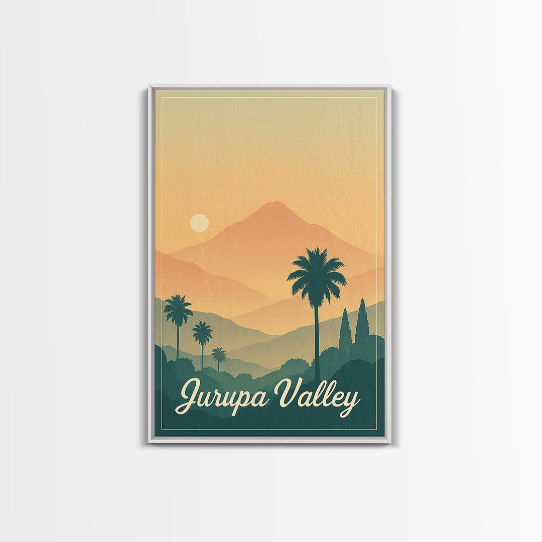 Jurupa Valley California Travel Poster, Canvas Print, Mid Century City Wall Art, Jurupa Valley Poster Print, Wall Decor, Travel Posters